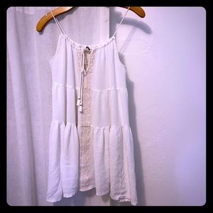 Amuse Society White Boho Babydoll Tiered Top Sm